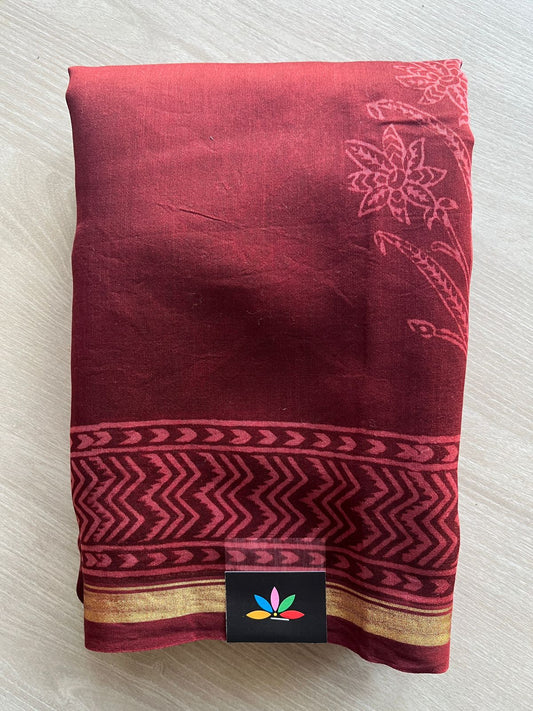 Handblock Printed Chanderi Cotton Silk Saree -29092