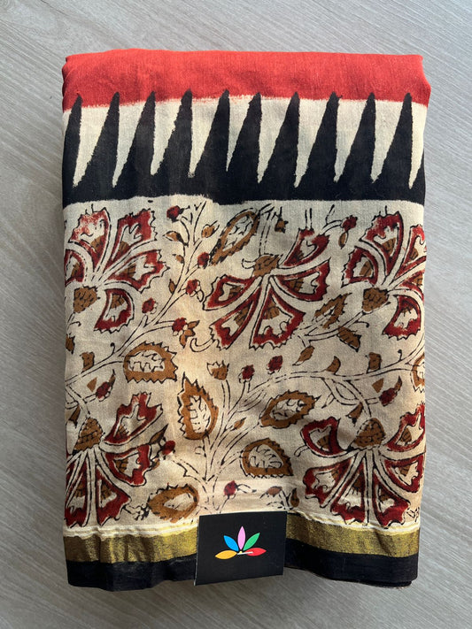 Handblock Printed Chanderi Cotton Silk Saree -29093