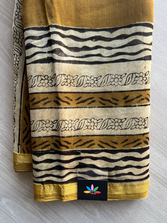 Handblock Printed Chanderi Cotton Silk Saree -29095