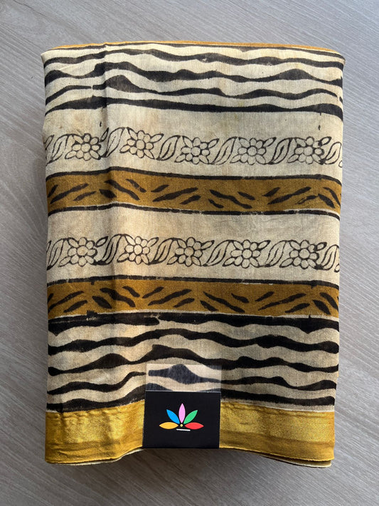 Handblock Printed Chanderi Cotton Silk Saree -29095