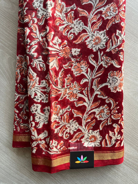 Handblock Printed Chanderi Cotton Silk Saree -29096
