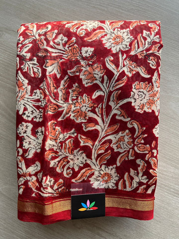 Handblock Printed Chanderi Cotton Silk Saree -29096