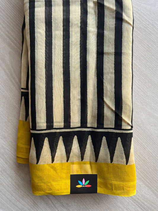Handblock Printed Chanderi Cotton Silk Saree -29097