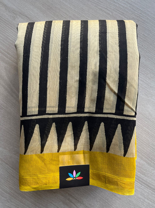 Handblock Printed Chanderi Cotton Silk Saree -29097