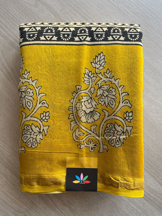 Handblock Printed Chanderi Cotton Silk Saree -29098