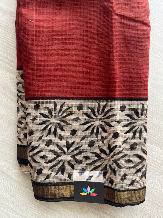 Handblock Printed Kota Doria Saree - 29118
