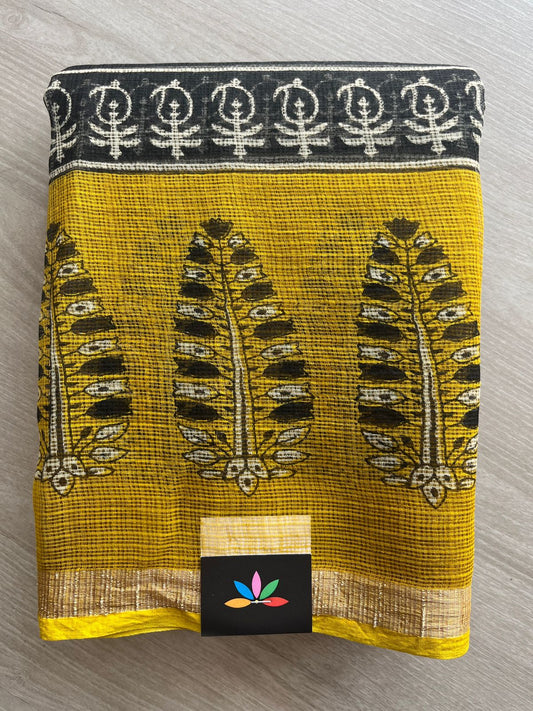 Handblock Printed Kota Doria Saree - 29119