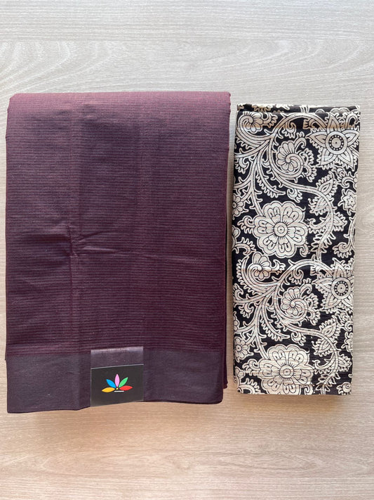 Plain Mangalagiri Cotton Saree with Printed Cotton Blouse-29310