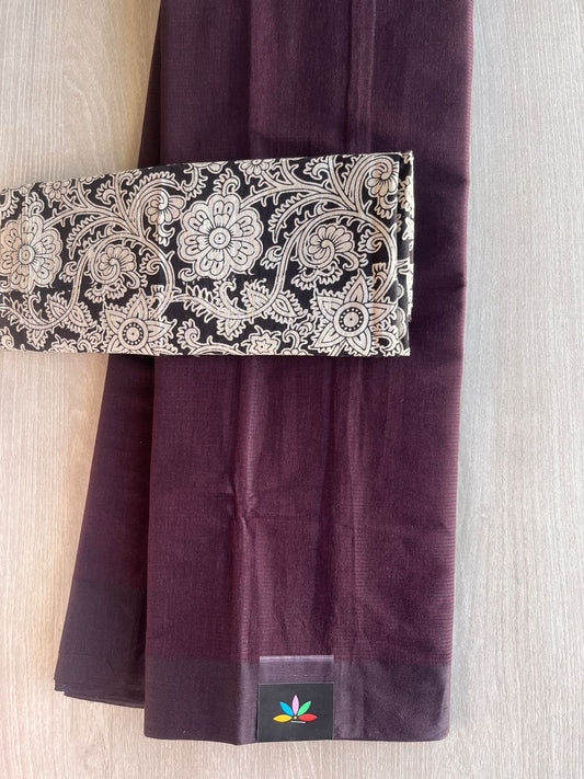 Plain Mangalagiri Cotton Saree with Printed Cotton Blouse-29310