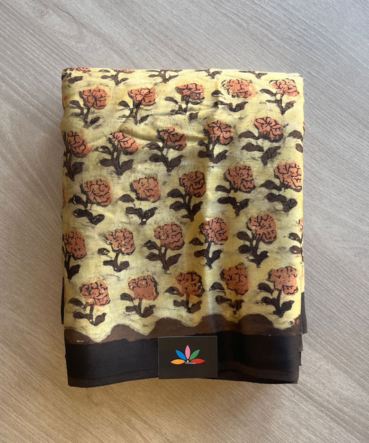 Natural Dye Hand block Printed Modal Silk Saree -29347