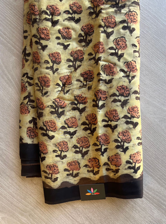 Natural Dye Hand block Printed Modal Silk Saree -29347