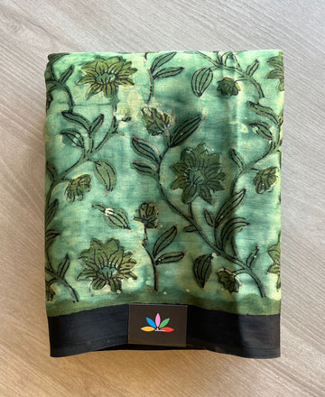 Natural Dye Hand block Printed Modal Silk Saree -29348