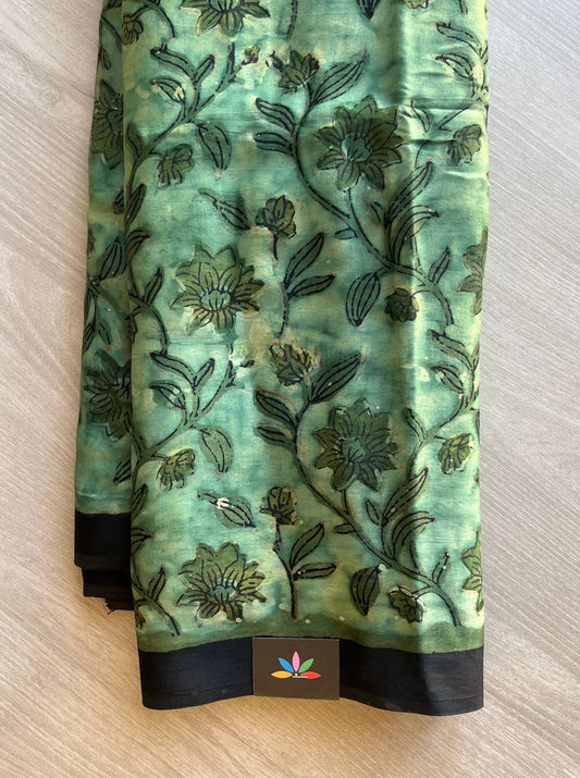 Natural Dye Hand block Printed Modal Silk Saree -29348