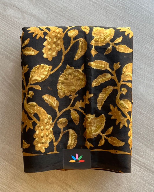 Natural Dye Hand block Printed Modal Silk Saree -29349