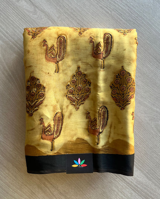 Natural Dye Hand block Printed Modal Silk Saree -29351