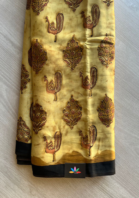 Natural Dye Hand block Printed Modal Silk Saree -29351