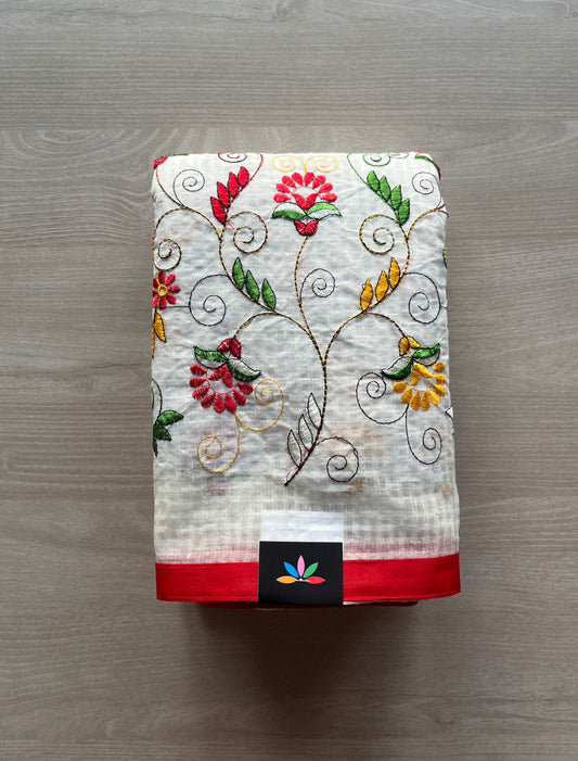 Embroidered Applique Work Kota Checks Saree (Without blouse)-29414