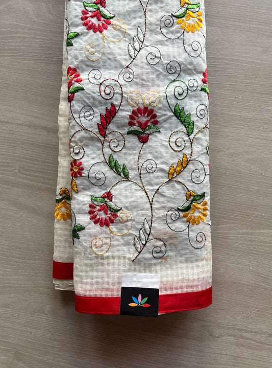 Embroidered Applique Work Kota Checks Saree (Without blouse)-29414