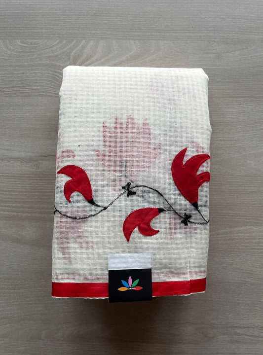 Applique Work Kota Checks Saree (Without blouse)-29421