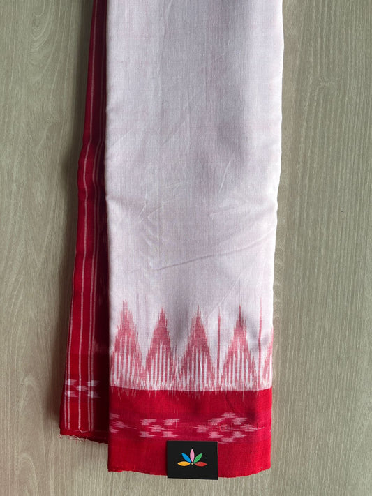 White Handloom Orissa Ikkat Cotton Saree (Without blouse) -29465-29466