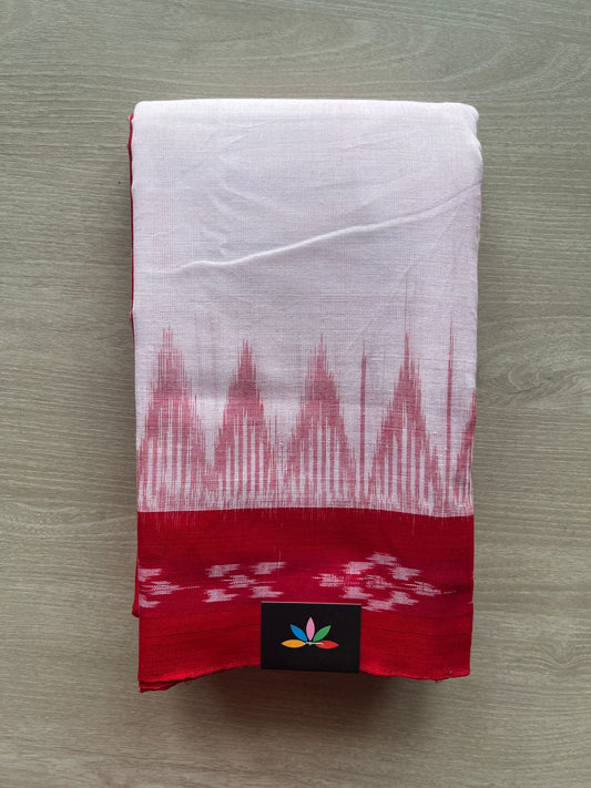 White Handloom Orissa Ikkat Cotton Saree (Without blouse) -29465-29466