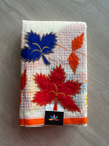 Maple Leaf Appliqué work Kota Checks Saree (Without blouse) -29522