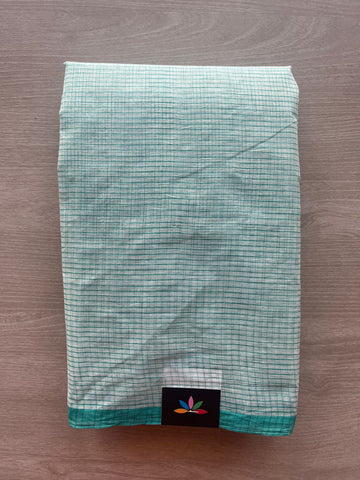 Small Checked Cotton Starched Saree (Without blouse)- 36394-36395