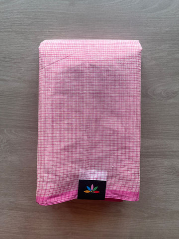 Small Checked Cotton Starched Saree (Without blouse)- 36383-36385