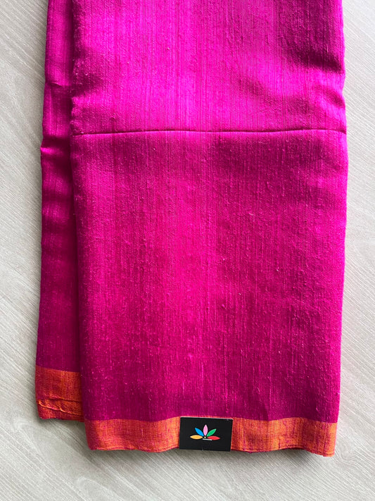 Bright Pink & Orange Border Handwoven Matka Silk Sequin Saree - 29700