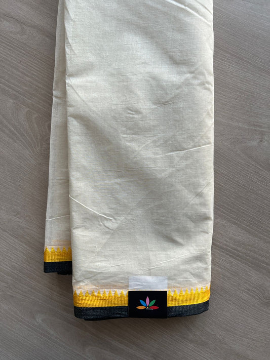 Contrast Border Plain Cotton Starched Saree (Without Blouse) - 34085-34086