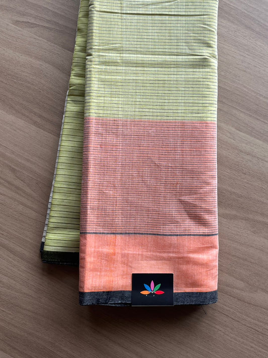 Handloom Cotton Saree(Pista Green) -3008