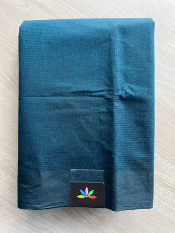 Deep Teal Blue Plain Mangalagiri Cotton Saree with Printed Cotton Blouse-30518-30519