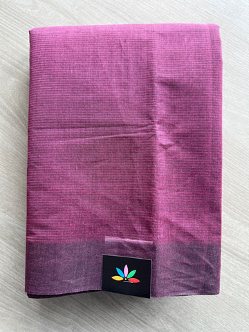 Rich Magenta Purple Plain Mangalagiri Cotton Saree with Printed Cotton Blouse-30522-30523