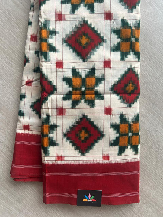 Handwoven Telia Rumal ikkat Cotton Saree -30826
