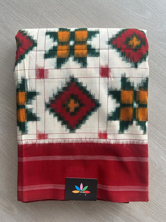 Handwoven Telia Rumal ikkat Cotton Saree -30826