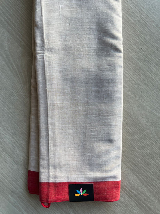 Steel Gray Contrast Border Bengal Soft Cotton Saree (Without blouse)-30977