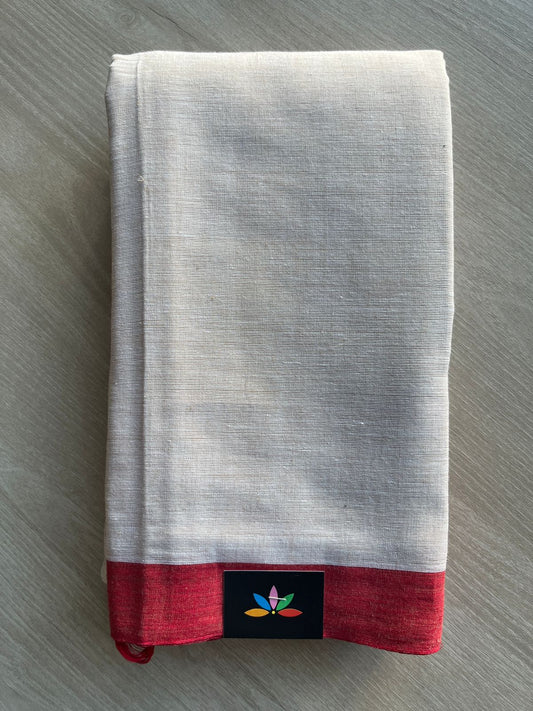 Steel Gray Contrast Border Bengal Soft Cotton Saree (Without blouse)-30977