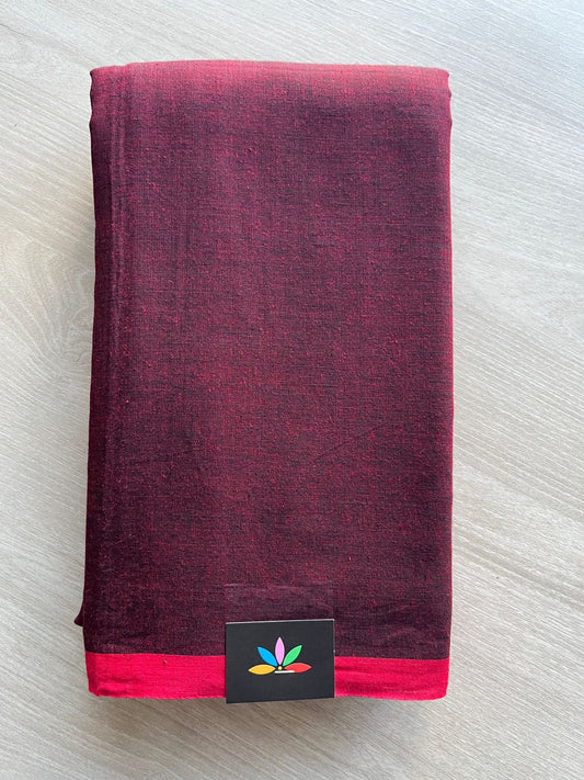 Double Tone (Maroon/Black) Contrast Border Bengal Soft Cotton Saree (Without blouse)-30981-30982