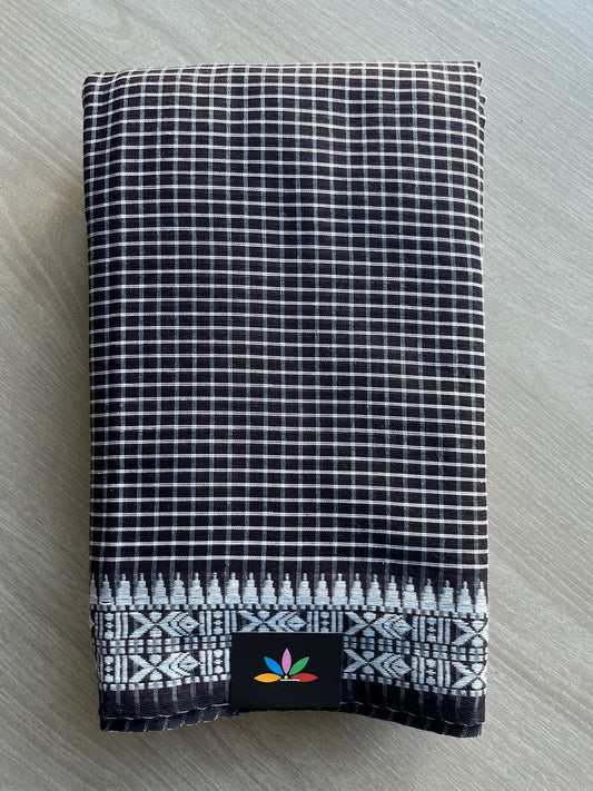 Black Bengal Soft Cotton Saree (Without blouse)-30983