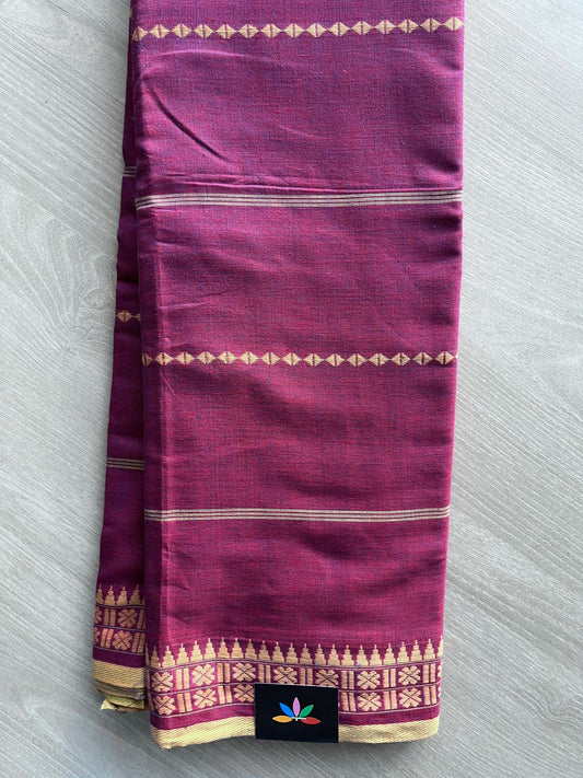 Double Tone (Magenta Purple/Maroon) Handloom Bengal Soft Cotton Saree (Without blouse) -31127