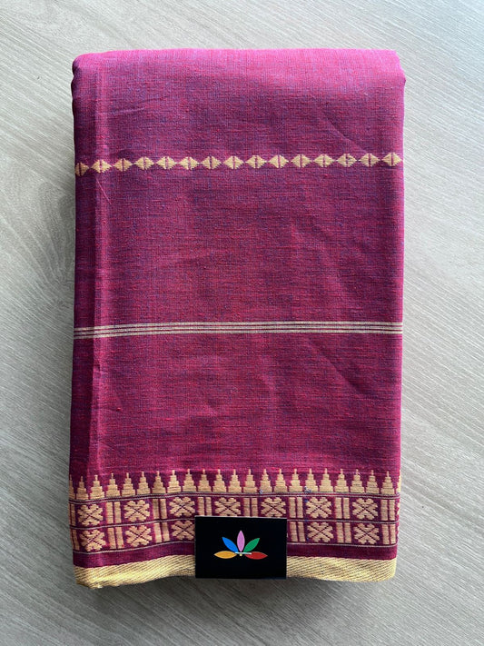 Double Tone (Magenta Purple/Maroon) Handloom Bengal Soft Cotton Saree (Without blouse) -31127