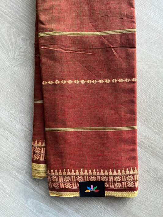 Double Tone (Maroon/Hunter Green) Handloom Bengal Soft Cotton Saree (Without blouse) -31128