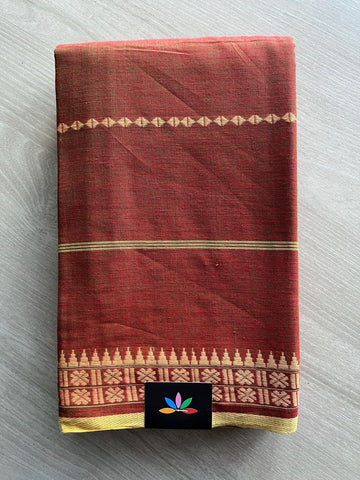 Double Tone (Maroon/Hunter Green) Handloom Bengal Soft Cotton Saree (Without blouse) -31128