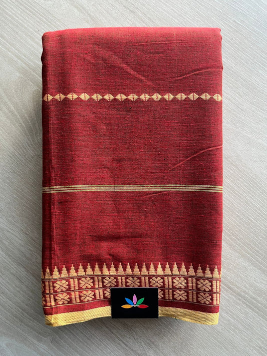 Double Tone (Maroon/Black) Handloom Bengal Soft Cotton Saree (Without blouse) -31129