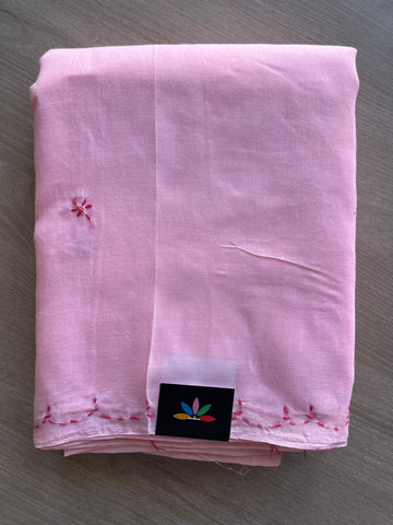 Light Pink Simple Chikankari Voile Cotton Saree- 31191