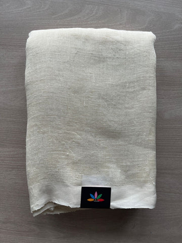 Off White Handwoven Fine Linen Saree -31250-31251