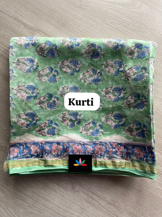 Hand Block Printed Chanderi Cotton Silk 3 Piece Set - 31328