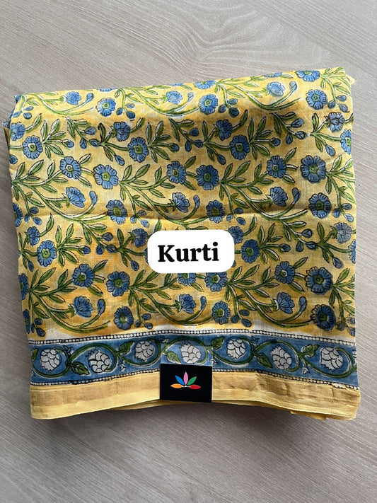 Hand Block Printed Chanderi Cotton Silk 3 Piece Set - 31332