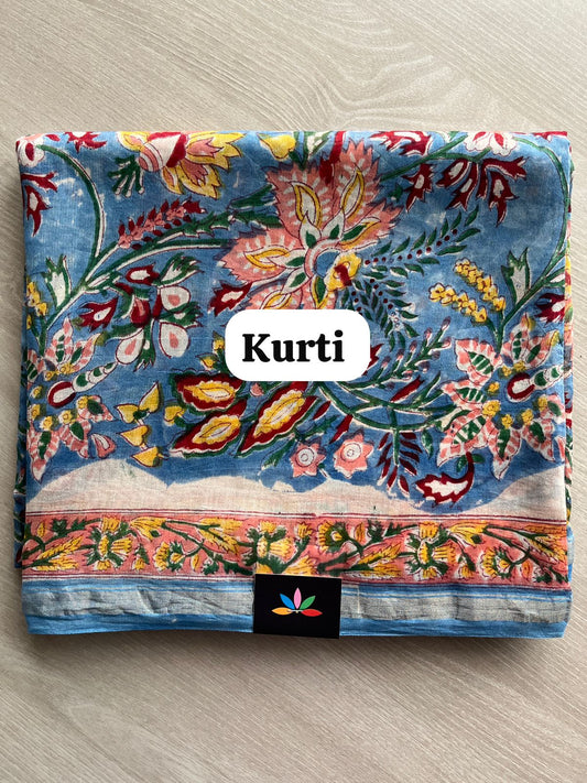 Hand Block Printed Chanderi Cotton Silk 3 Piece Set - 31333