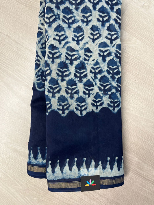 Handblock Printed Chanderi Cotton Silk Saree -31336-31340